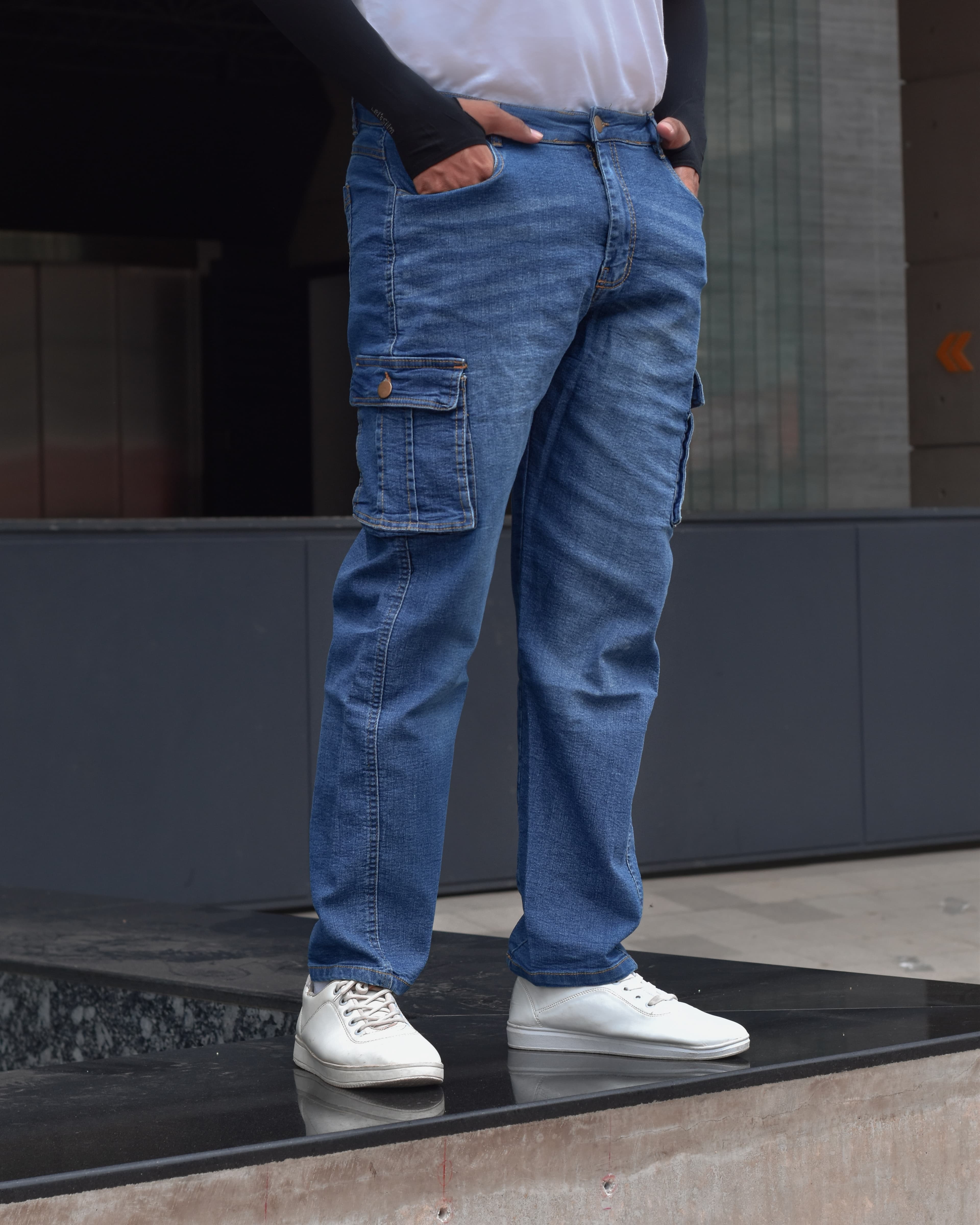 Cargo Denim (6 Pockets,Deep Blue)
